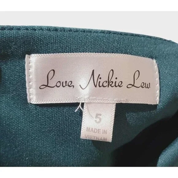 Emerald Green Bodycon Dress with Ruffle Love, Nickie Low Size 5 - Picture 4 of 4